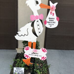 Single Pink or Girl Stork Yard Sign