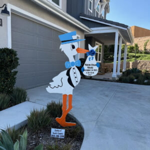 Single Blue or Boy Stork - Birth Announcement Sign