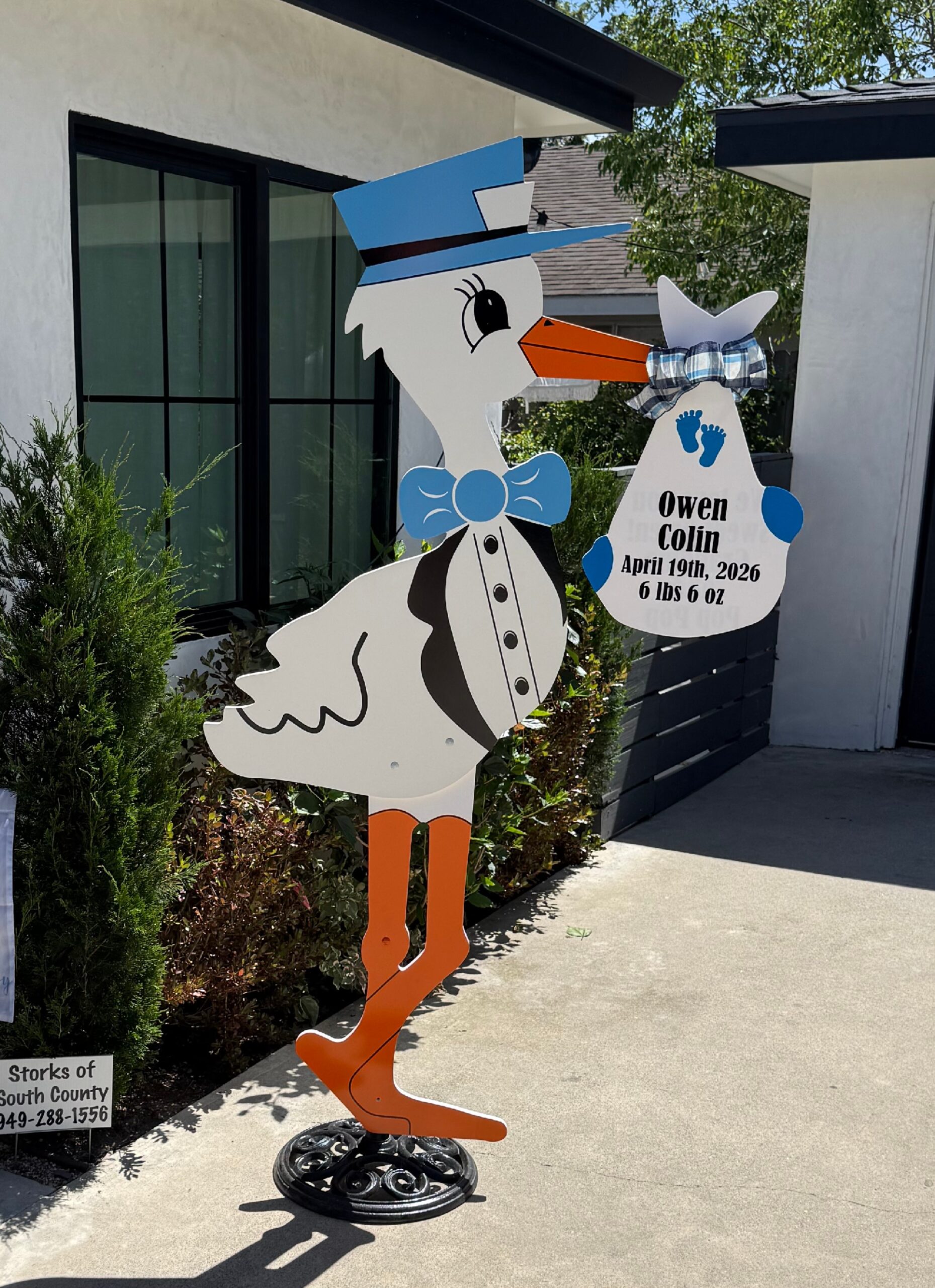 Single Blue or Boy Stork - Birth Announcement Sign - Image 3